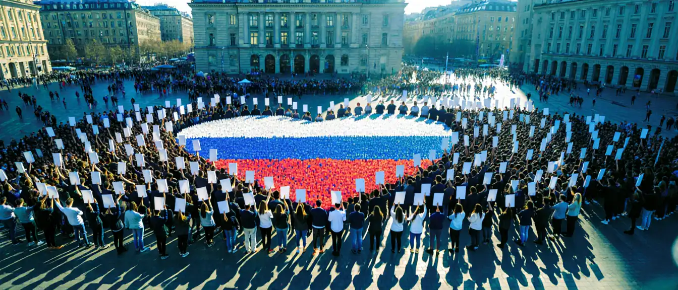Символ патриотизма на Юбилейной площади: пензенские активисты воссоздали российский флаг
